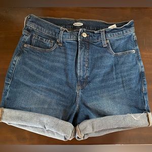 Old Navy Denim Mom Shorts Extra High Rise Rolled Raw Hem Sz 8